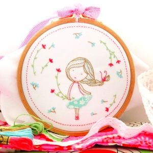 NWT Complete Embroidery Kit "Spring Girl"
